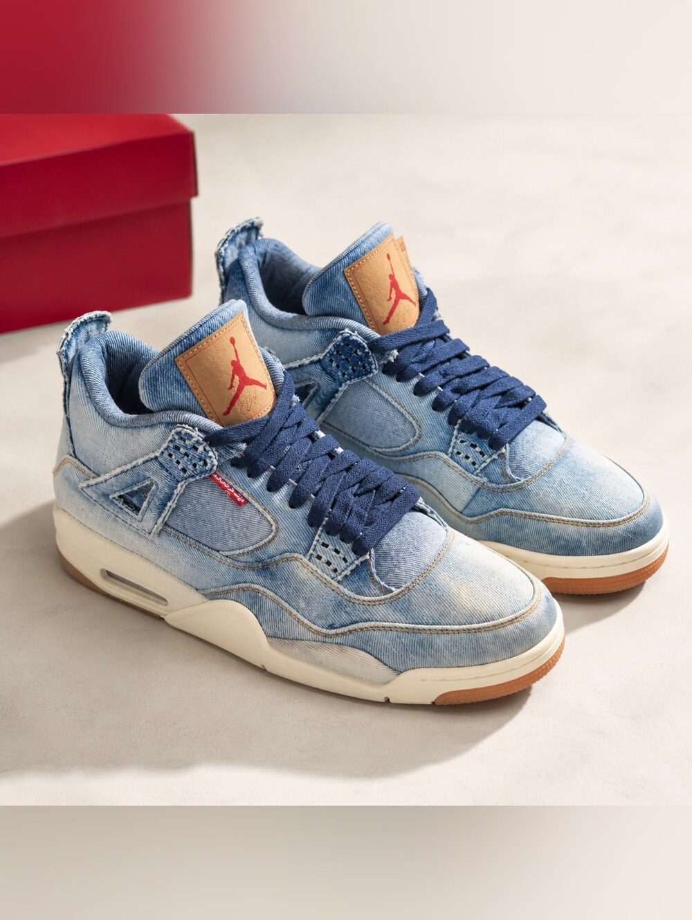Air Jordan 4 x Levi’s Denim Bleached Custom Sneakers Size 11.5